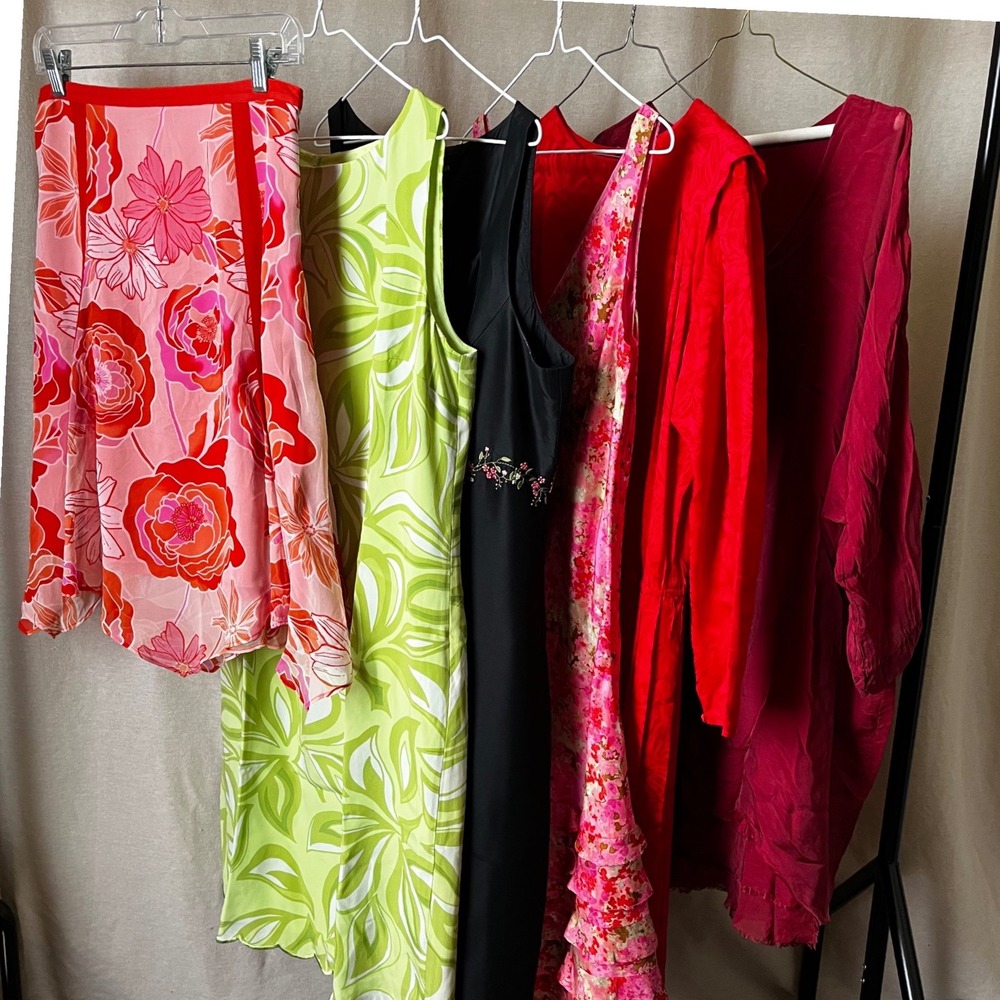 Vintage 90s Y2K Silk Dress Lot 6 Pc Mixed Sizes 6–16 Reseller Bundle